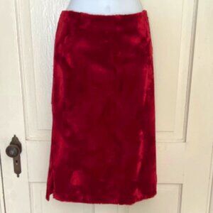 Fiery Red Fake Fur Pencil Skirt
